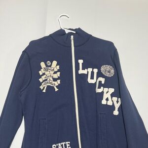 Lucky Brand Navy Blue Lightweight Zip-Up Shirt Jacket